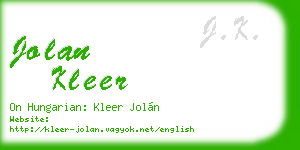 jolan kleer business card